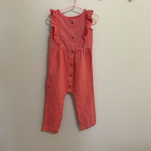 Little Planet Baby Girl Coral Jumpsuit, 24months